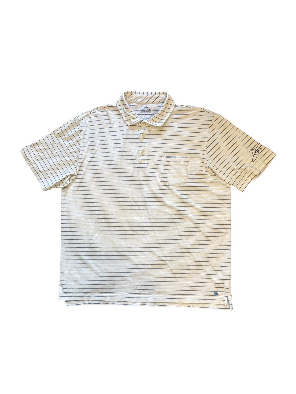 Peter Millar Mountainside Polo Shirt White Striped Golf Logo Men's Size XL